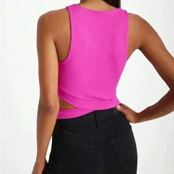 Express Body Contour Hot Pink Compression High Neck Cutout Cropped Tank XL NWT - Picture 9 of 9